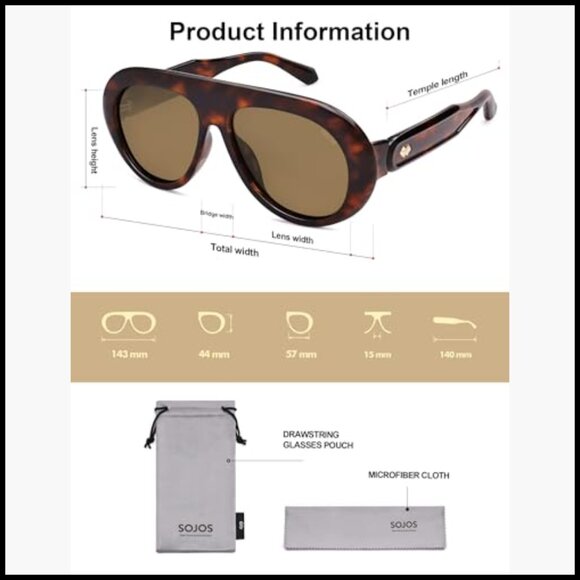 Oversized Polarized Aviator Sunglasses with UV Protection main image 6